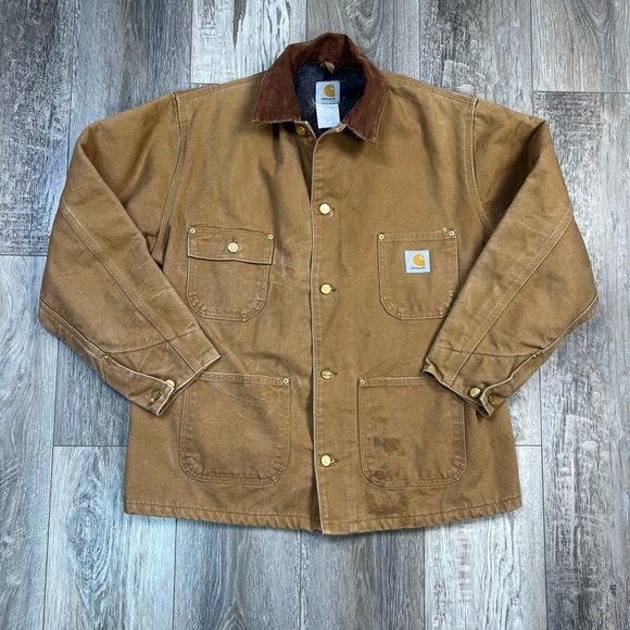Vintage Tan CARHARTT Blanket Lined Barn Chore JACKET Mens Rugged Brown - Picture 11 of 11